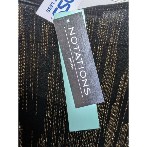 Notations Petite Top Black Soft Metallic Gold NEW - Picture 5 of 8